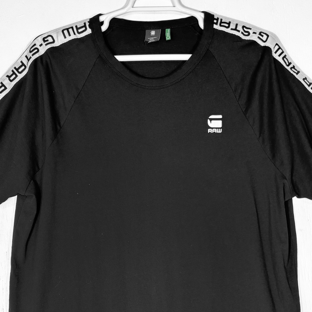 G-Star Raw Mens Satur New Raglan RT S/S Black Logo Tape T-Shirt XXL Streetwear